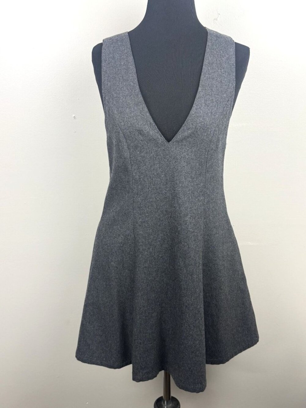 Free People Womens  Gray Wool Blend Gemma's Favorite V Neck Jumper Dress Size 2 - Picture 2 of 6